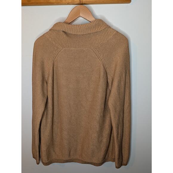 Coldwater Creek Women L Camel Cable Knit Sweater Old Money Preppy Sophisticated - Picture 2 of 8